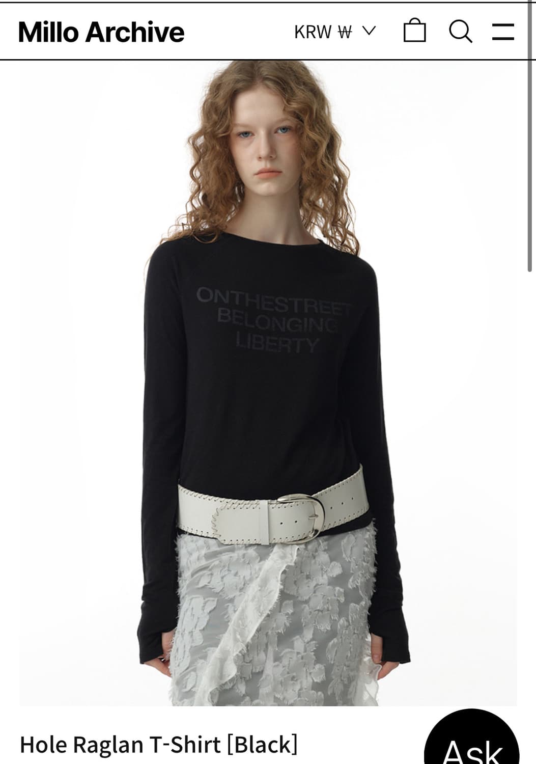 밀로우먼 홀 레글런 티셔츠 블랙 상품이미지1