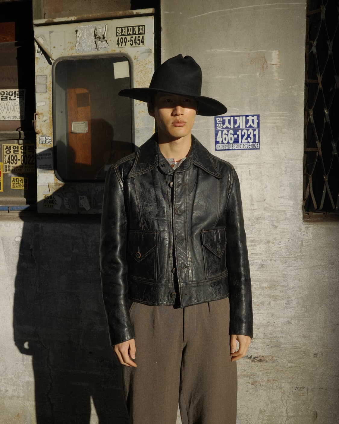 70‘s 빈티지 대거 카라 크롭 레더 자켓 상품이미지7