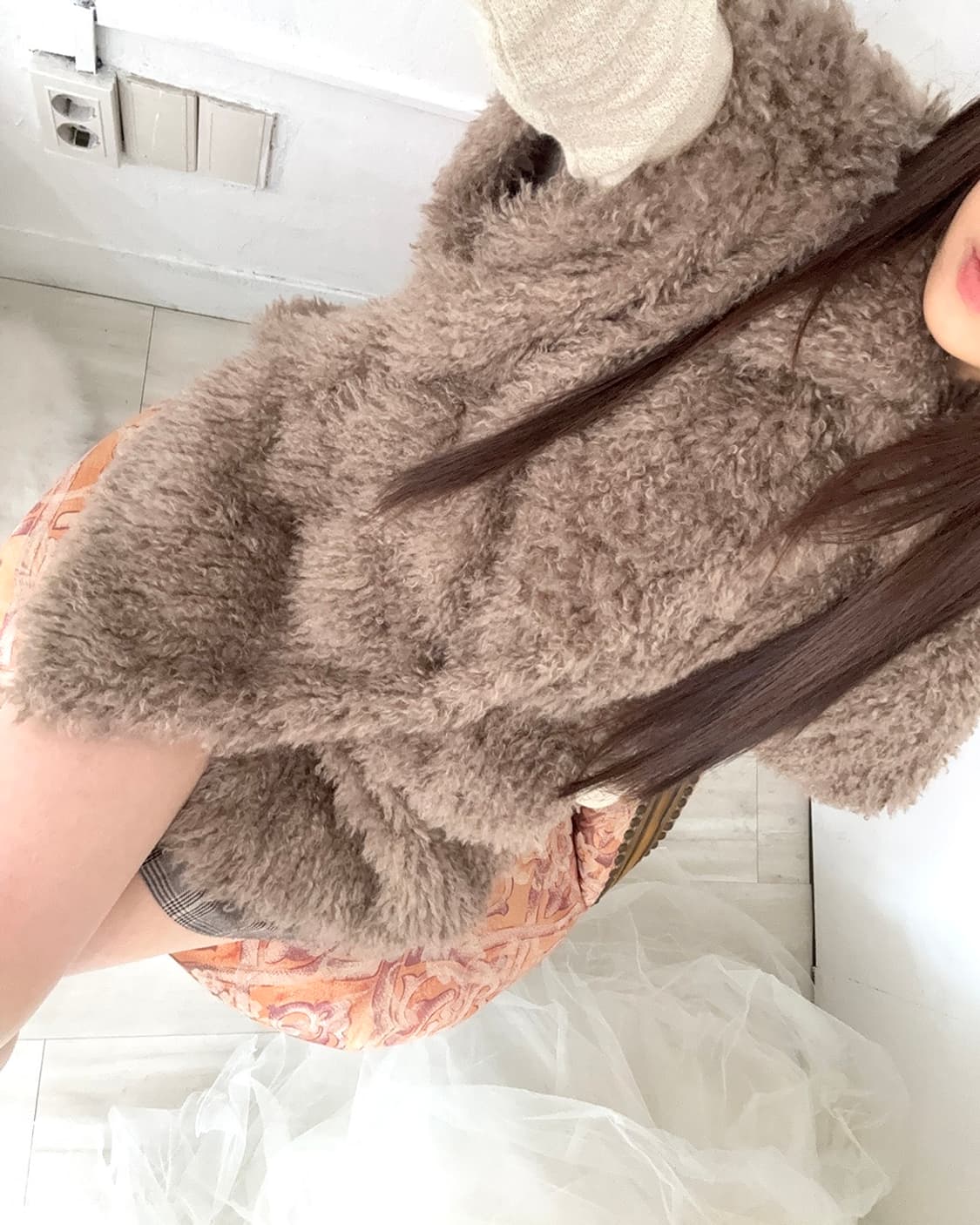 Mocha mousse fur half jacket 상품이미지1