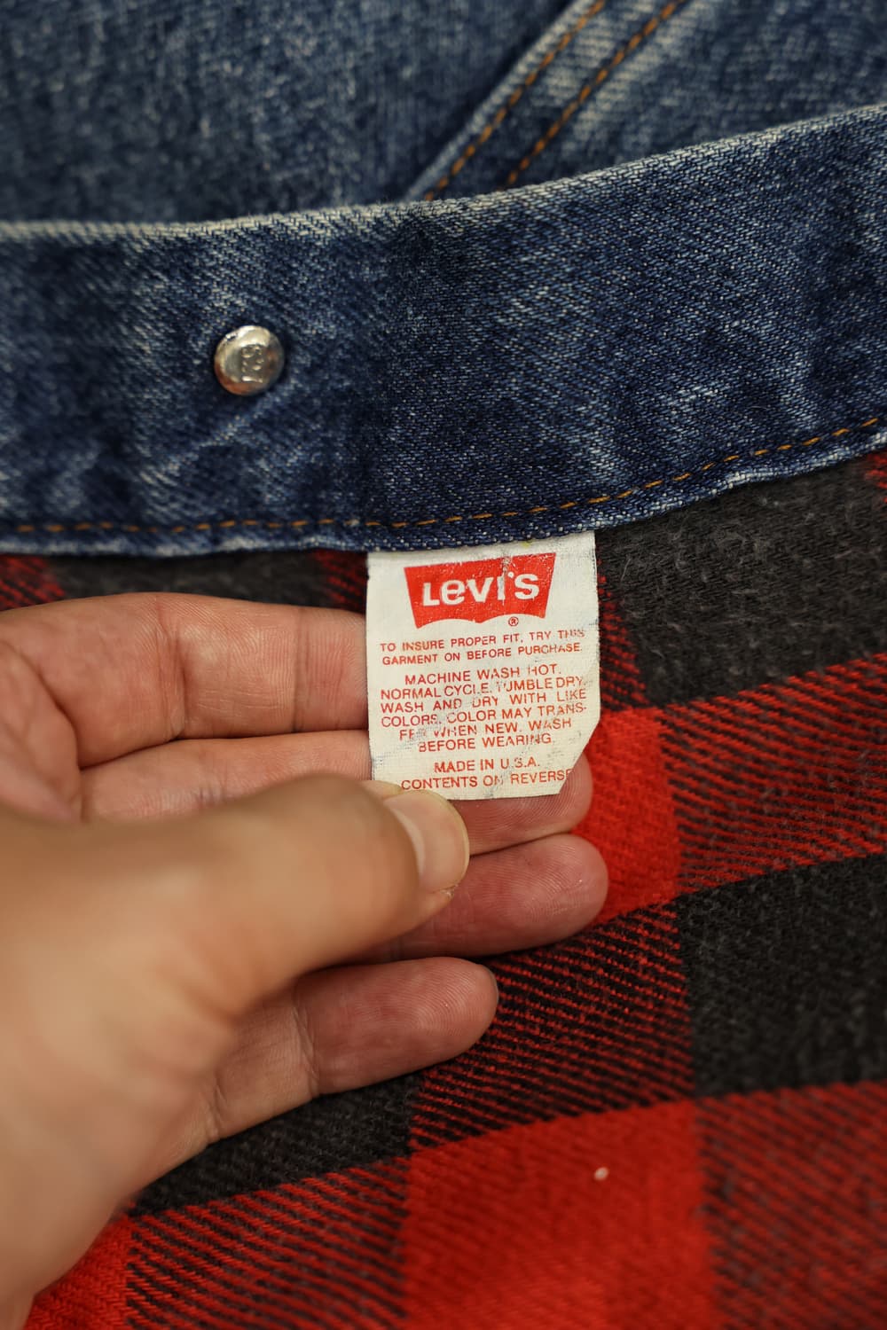 80s 빈티지 리바이스 체크 안감 트러커자켓 판매 상품이미지7