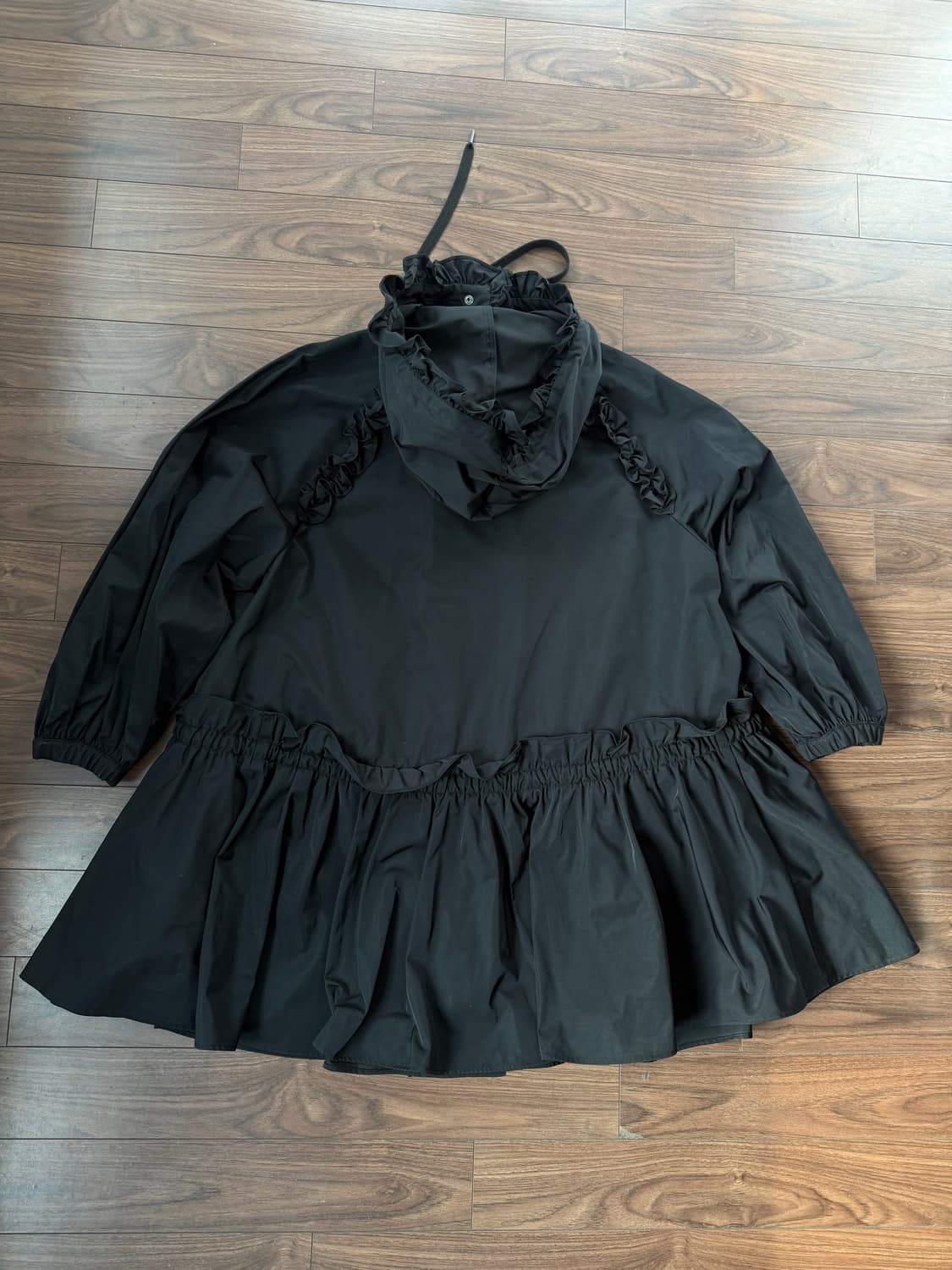 ENFOLD 블랙 러플 후드 코트 36 상품이미지5