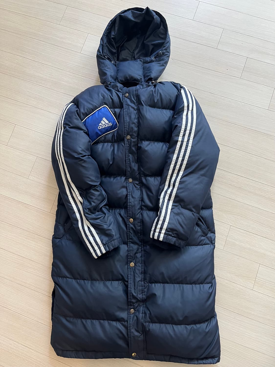 아디다스 3선 롱패딩 네이비 100 상품이미지1