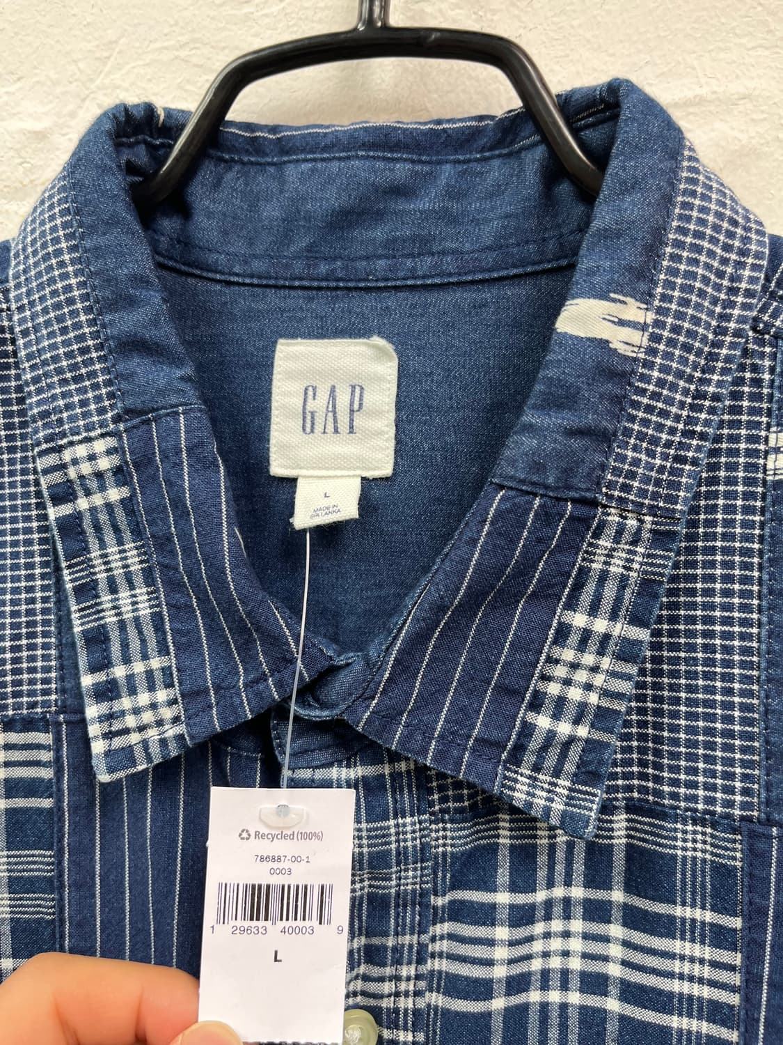 GAP 데님 패치워크 반팔셔츠 L 상품이미지3