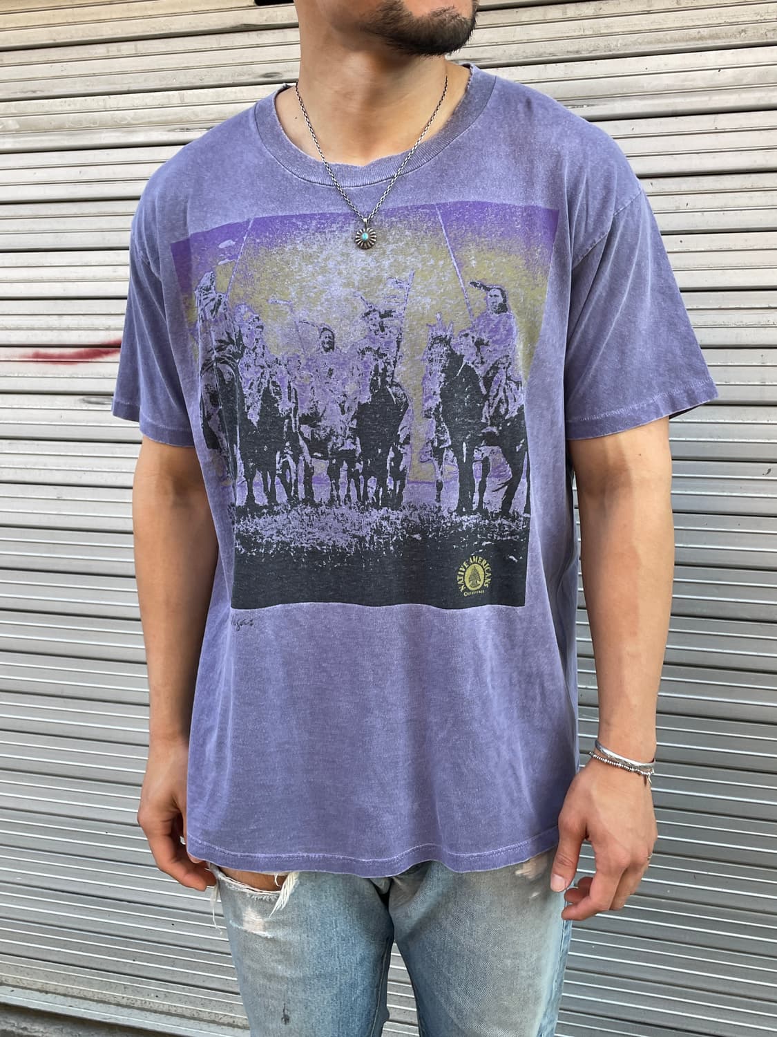 90s Native American Faded Purple T-shirt 상품이미지2