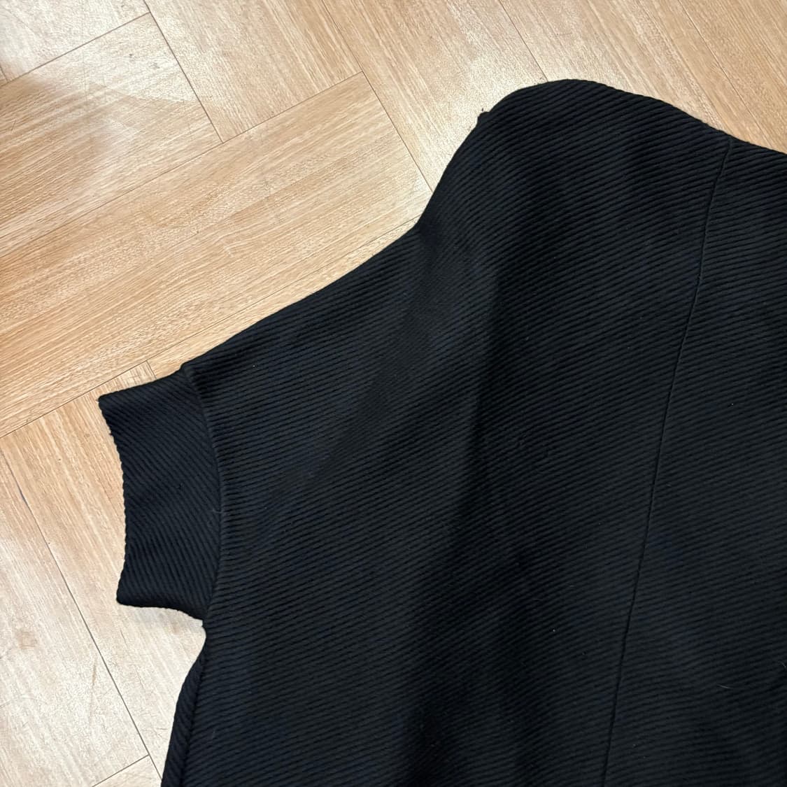 LIMI feu 오버사이즈 블랙 울 숏 슬리브 코트 상품이미지7