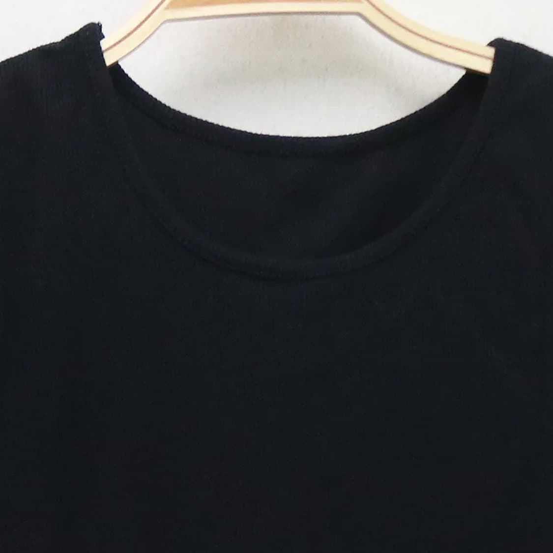 블랙 골지 트임 긴팔 티셔츠 61162 상품이미지3