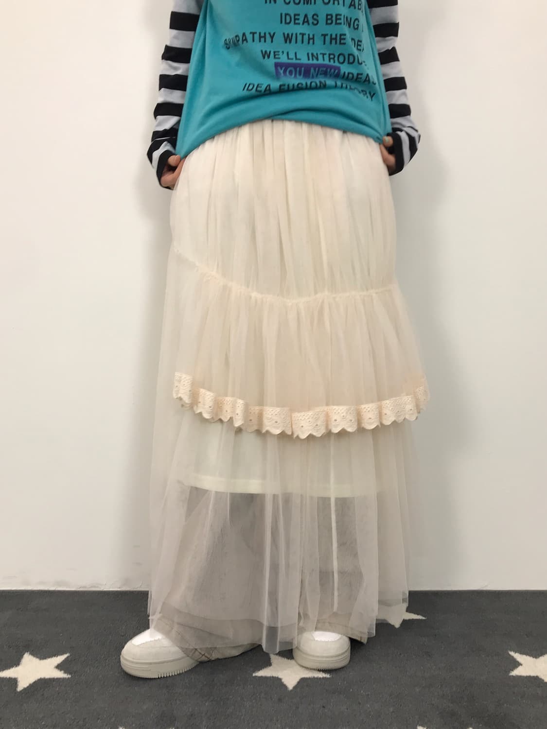 Jpn Cream Asymmetrical Tulle Skirt 상품이미지1