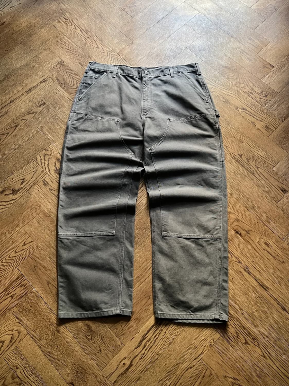 [40]칼하트 USA 그레이 더블니 캔버스 워크팬츠 상품이미지1