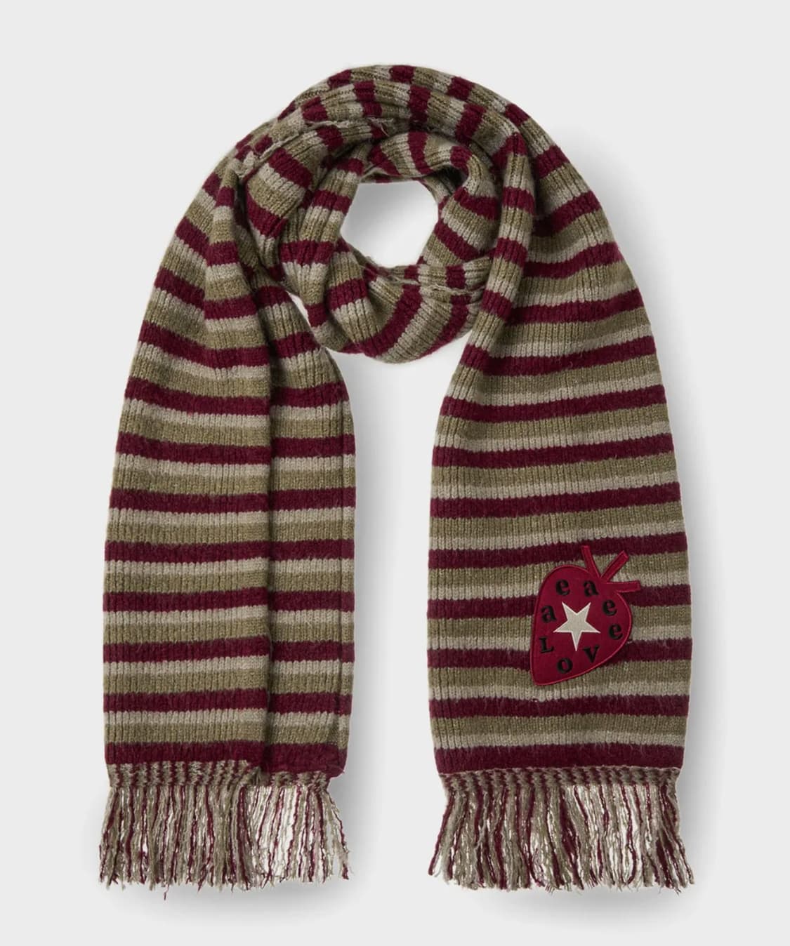 aeae STRIPE TASSEL MUFFLER [BURGUNDY] 상품이미지1