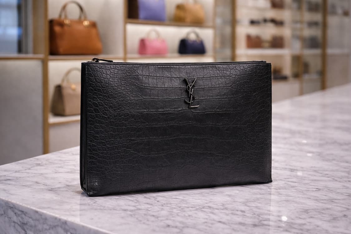 [S급] 생로랑 크로커다일 패턴 라지 클러치백 판매합니다!!! 상품이미지1