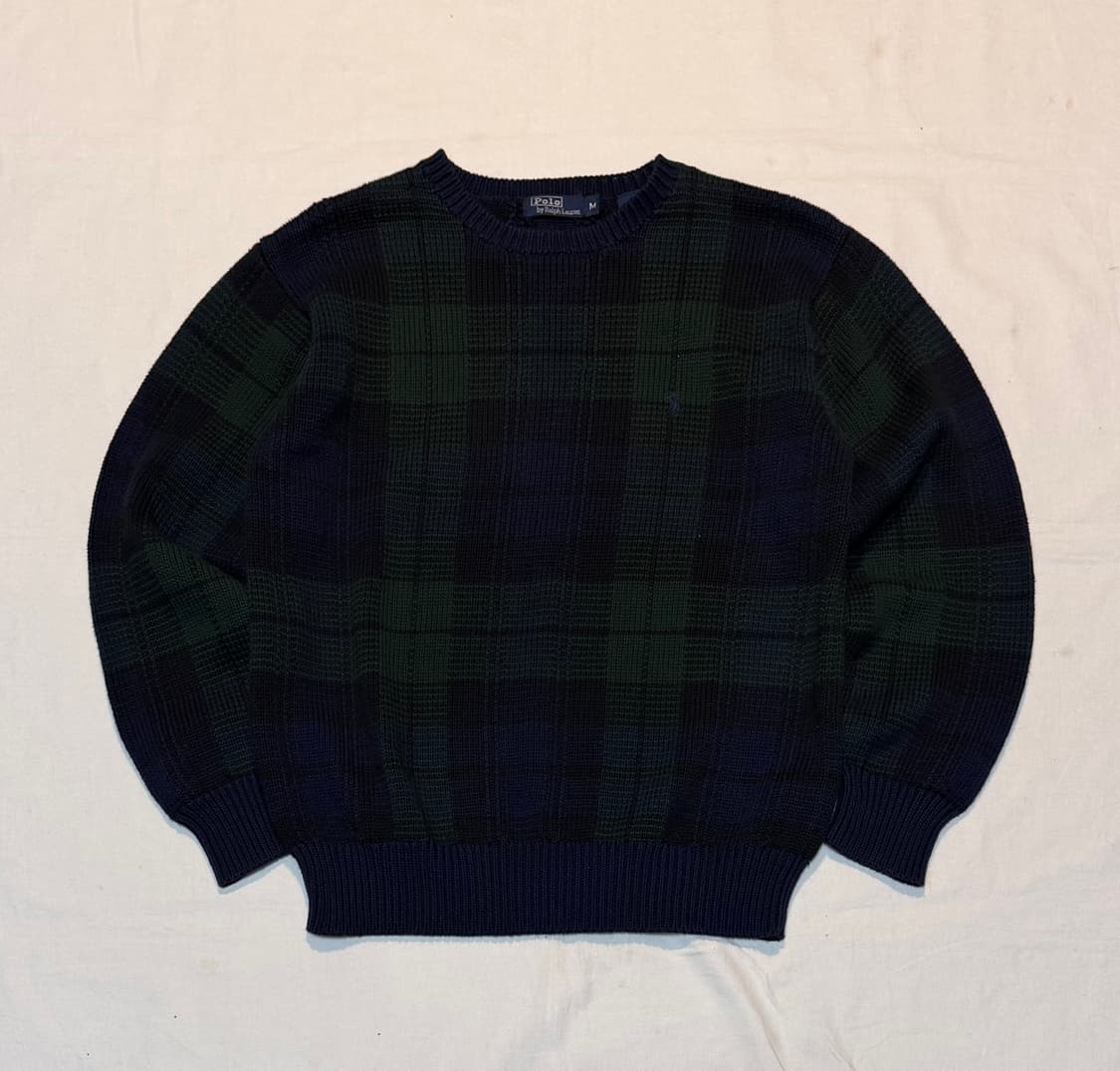 폴로 랄프로렌 블랙와치 라운드넥 코튼 니트 상품이미지1