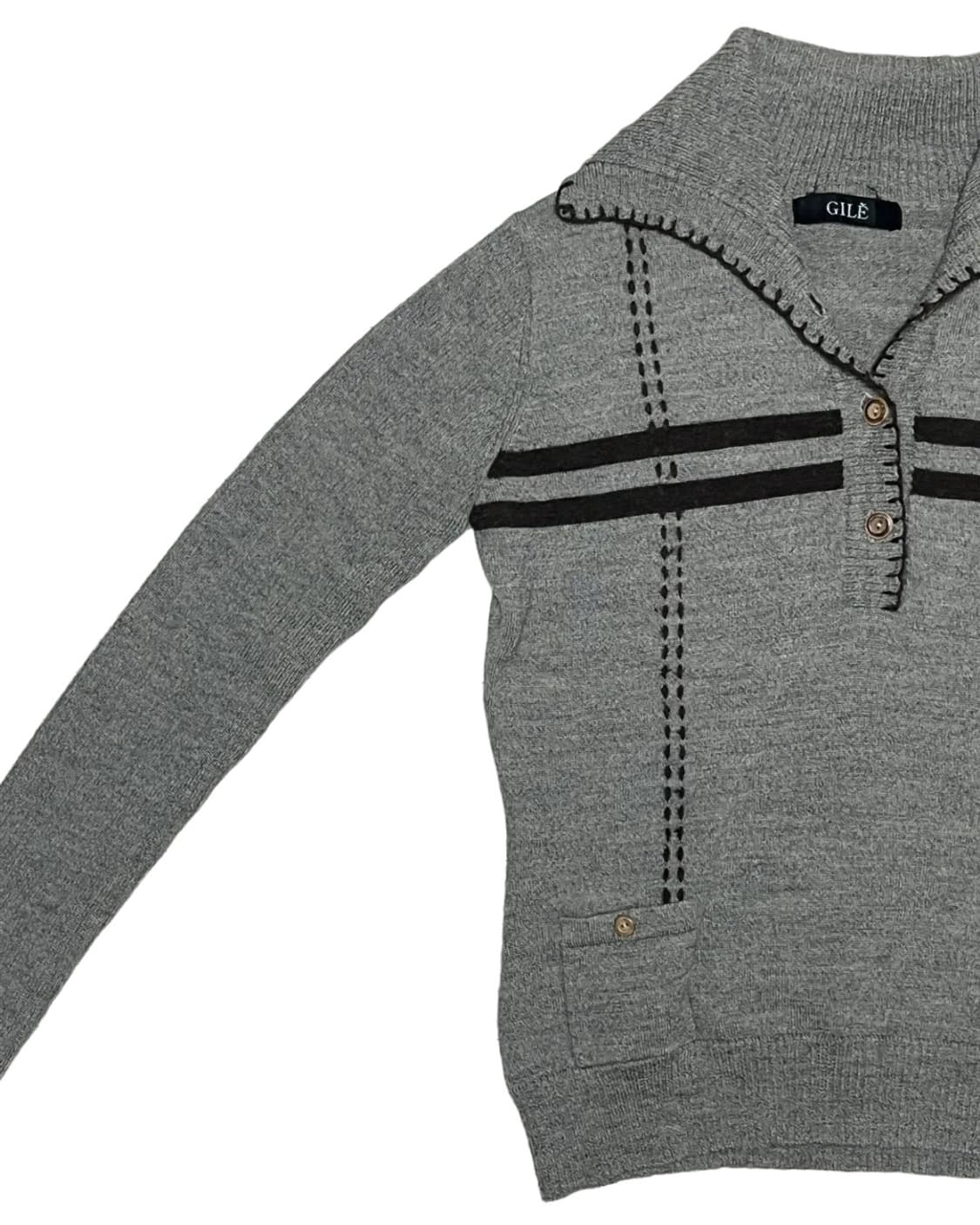 Button&collar wool knit 상품이미지2