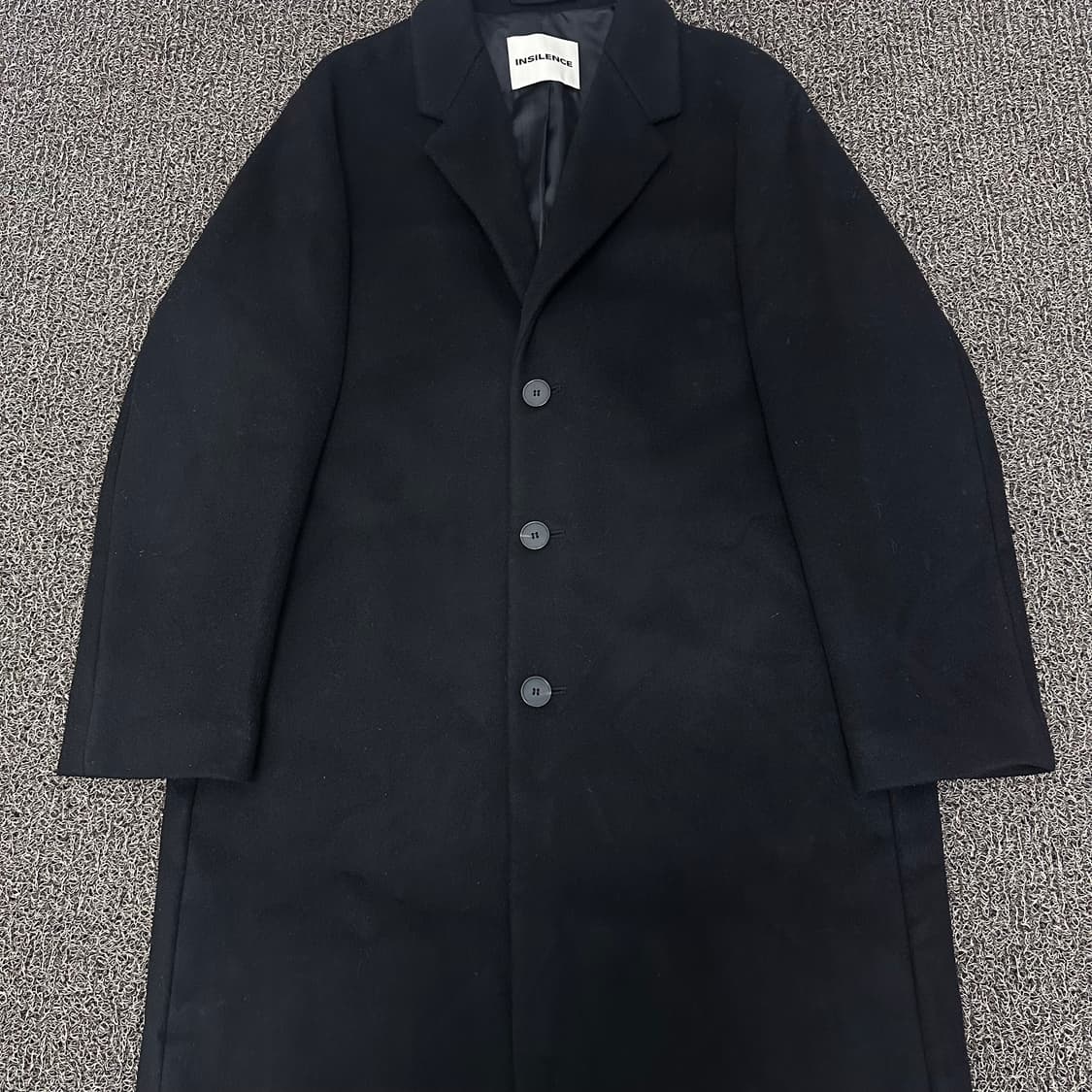 인사일런스 남성 싱글 울 캐시미어 롱코트 블랙 M 상품이미지3