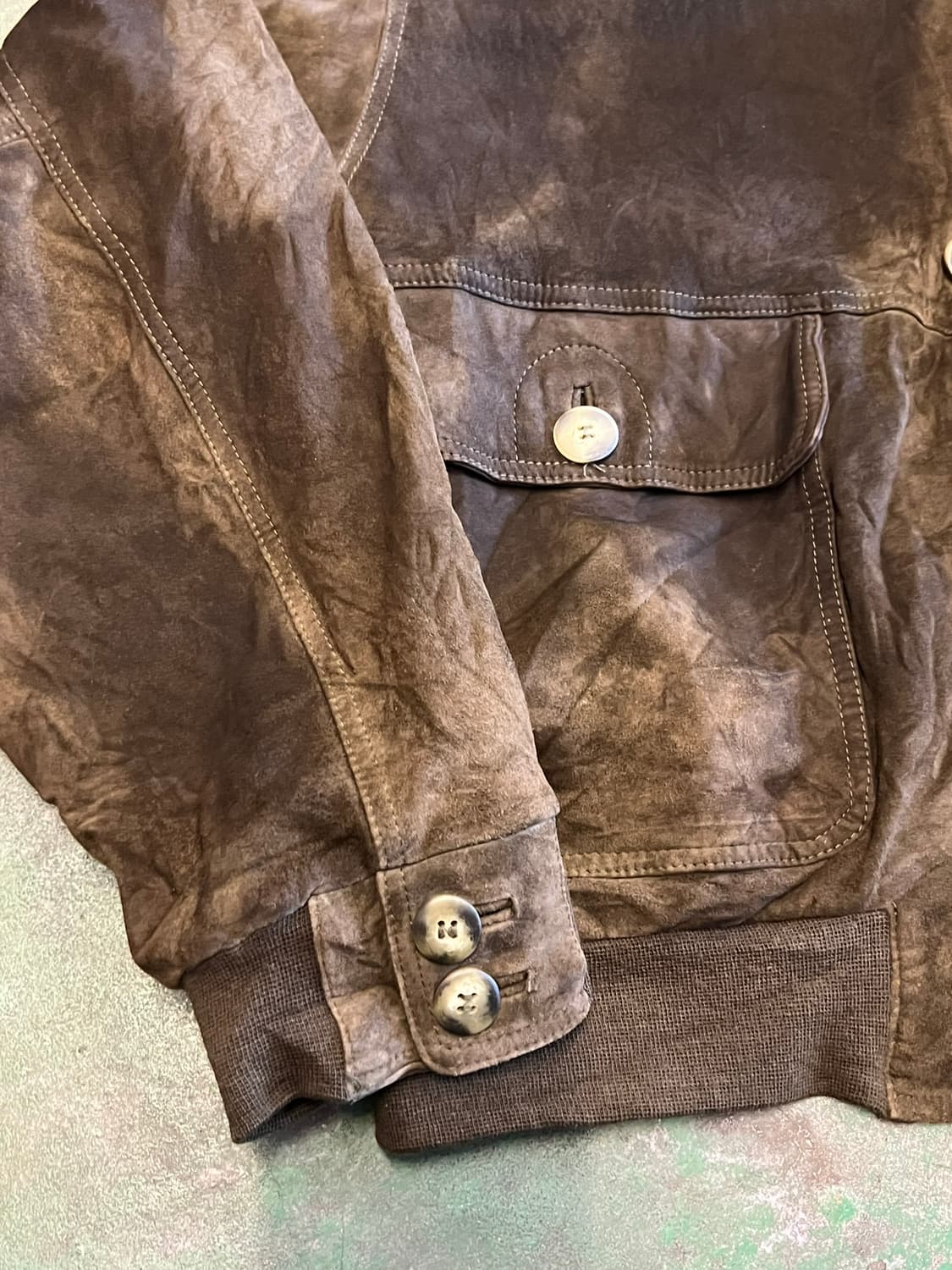 90's [L] 유럽 빈티지 천연가죽 블루종 봄버 자켓 브라운 상품이미지5