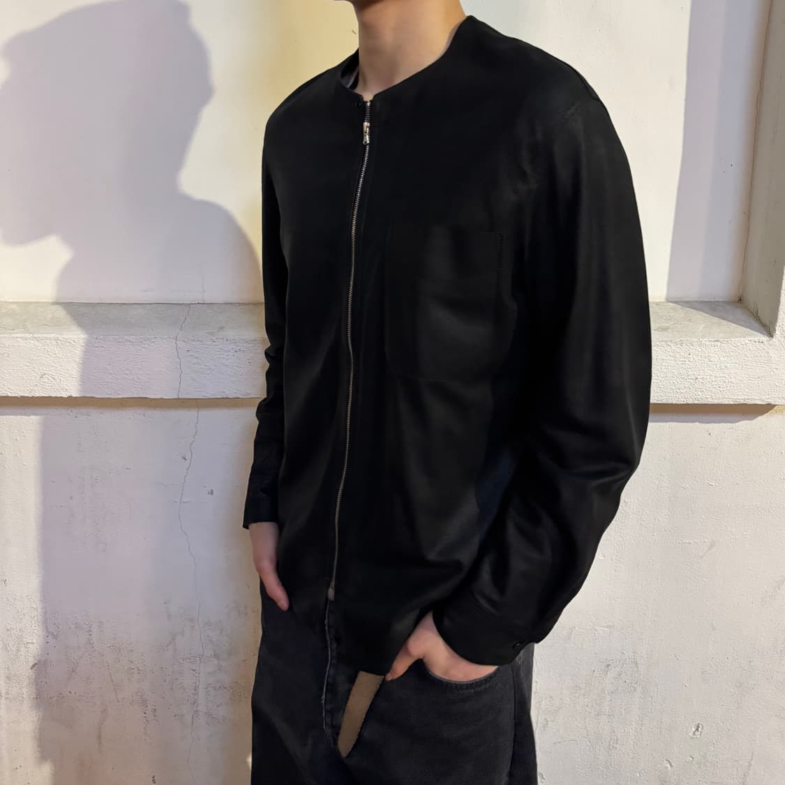 solid homme goat skin collarless jacket 상품이미지4