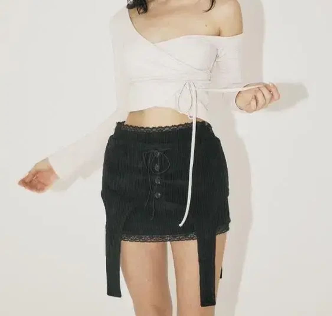 쓰리타임즈 쓰탐 코듀로이 벨트 미니 스커트 상품이미지1