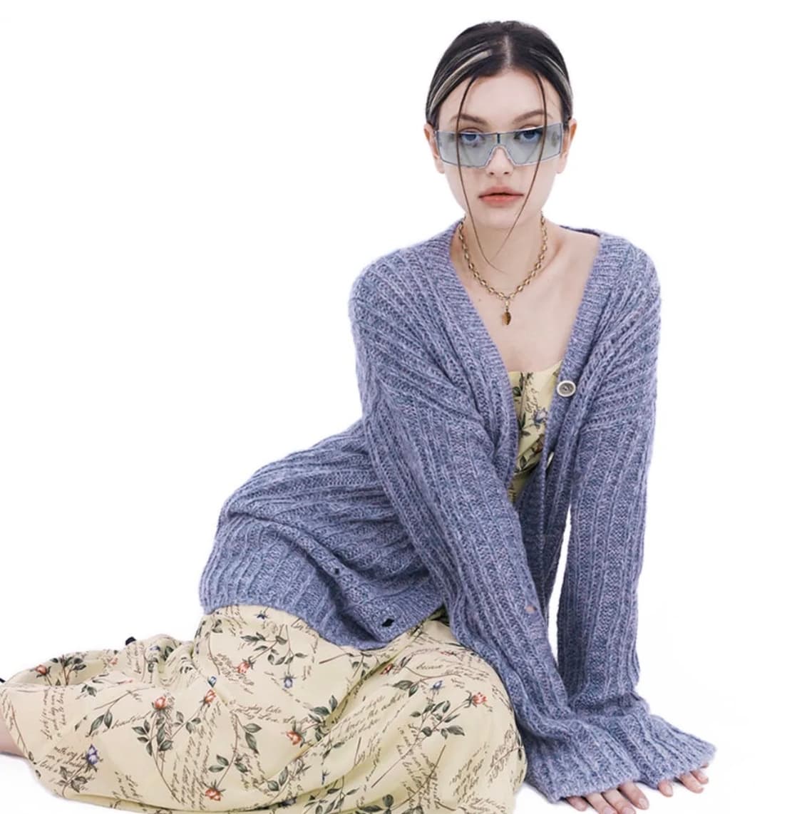 스컬프터 오버사이즈 디스트레스 니트 가디건 상품이미지1