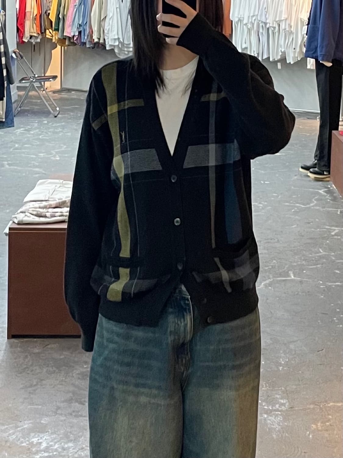 입생로랑 체크 패턴 가디건 H1403 상품이미지1