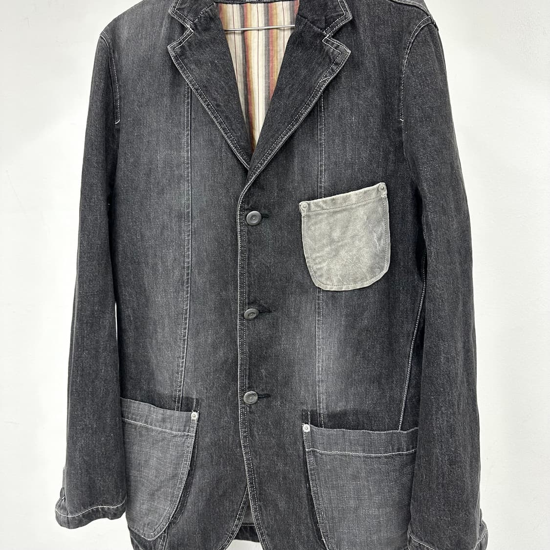 Suede detail denim tailor jacket 상품이미지4