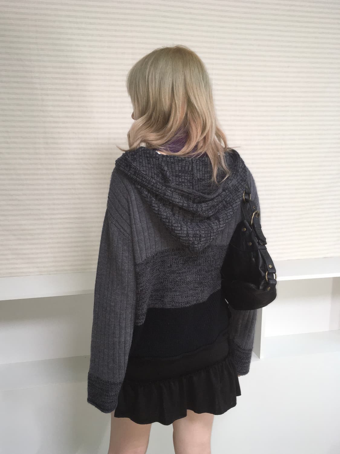 jpn vintage duffle knit hood cardigan 상품이미지3