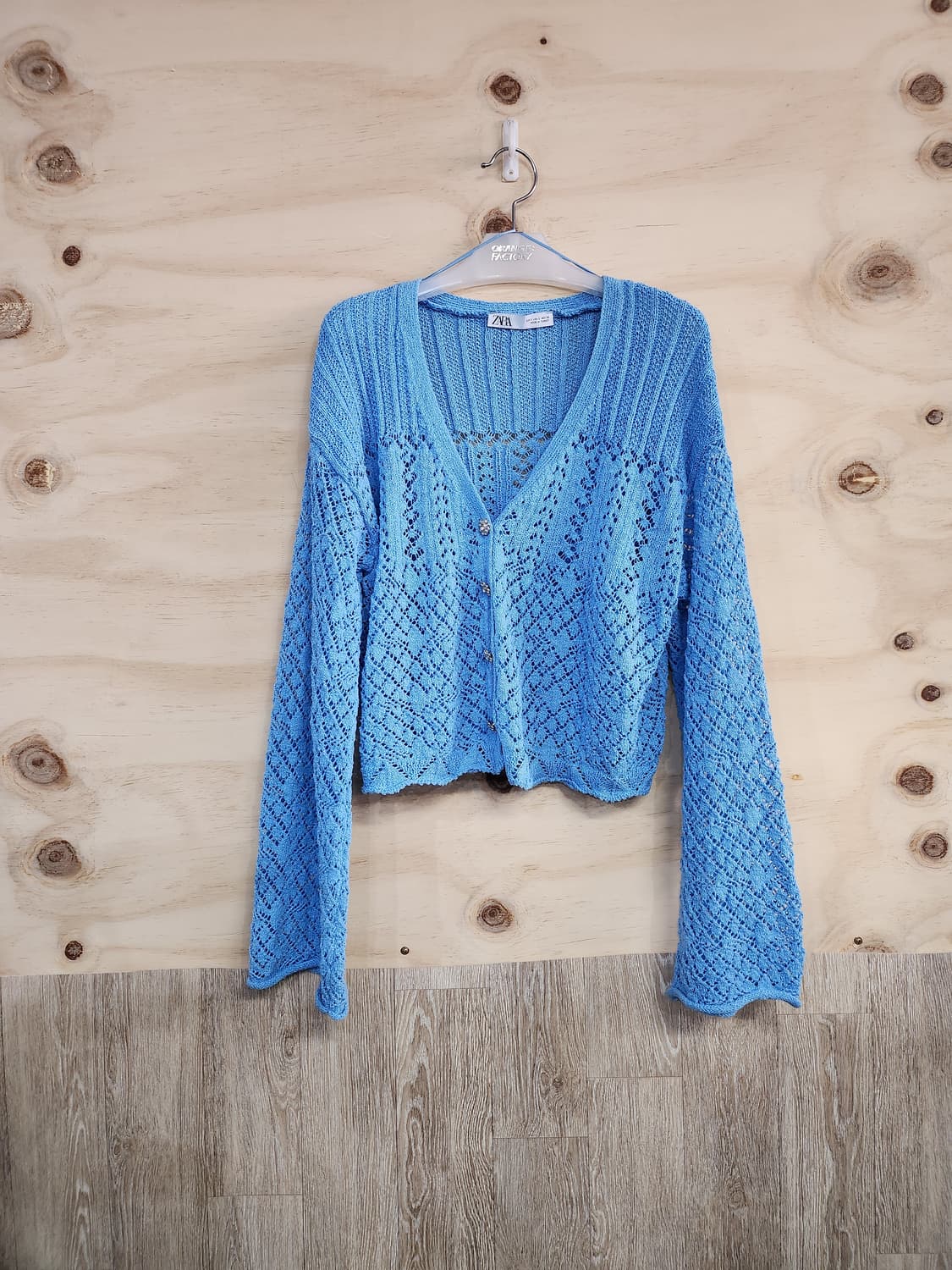 1023) 자라 블루 크로셰 니트 가디건 상품이미지1