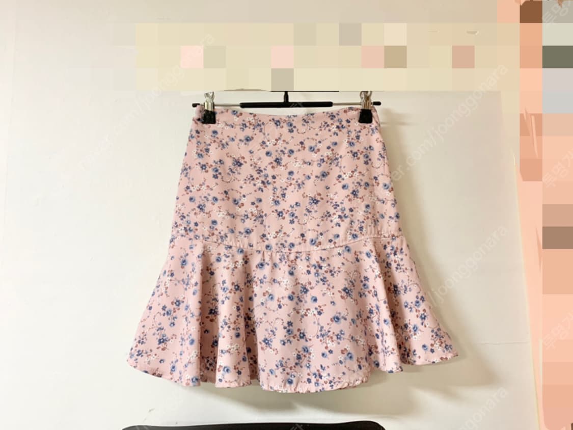연핑크 꽃무늬 치마 반바지 55/큐롯/새거수준 상품이미지1