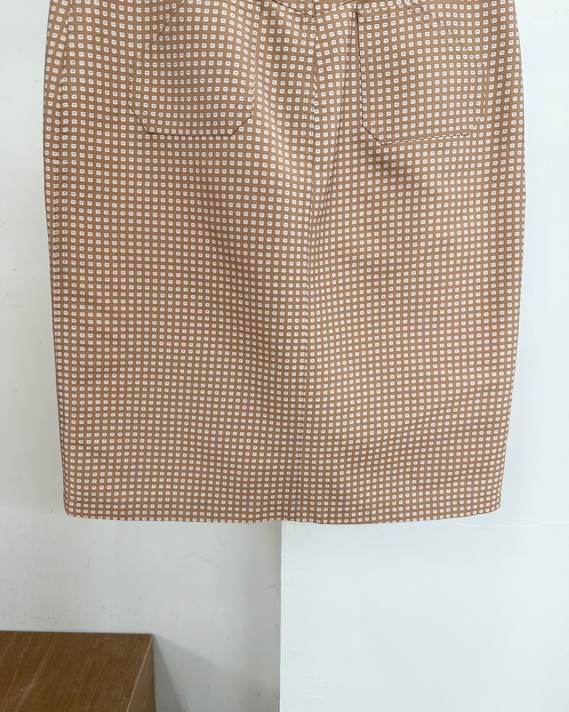 블루마린 베이지 패턴 미디 스커트  상품이미지6