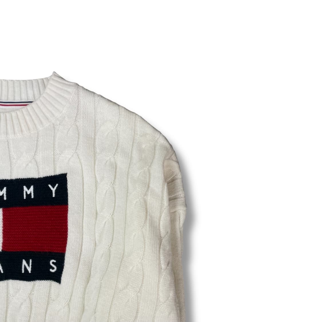 타미힐피거 화이트 빅로고 크롭 니트 S 상품이미지2