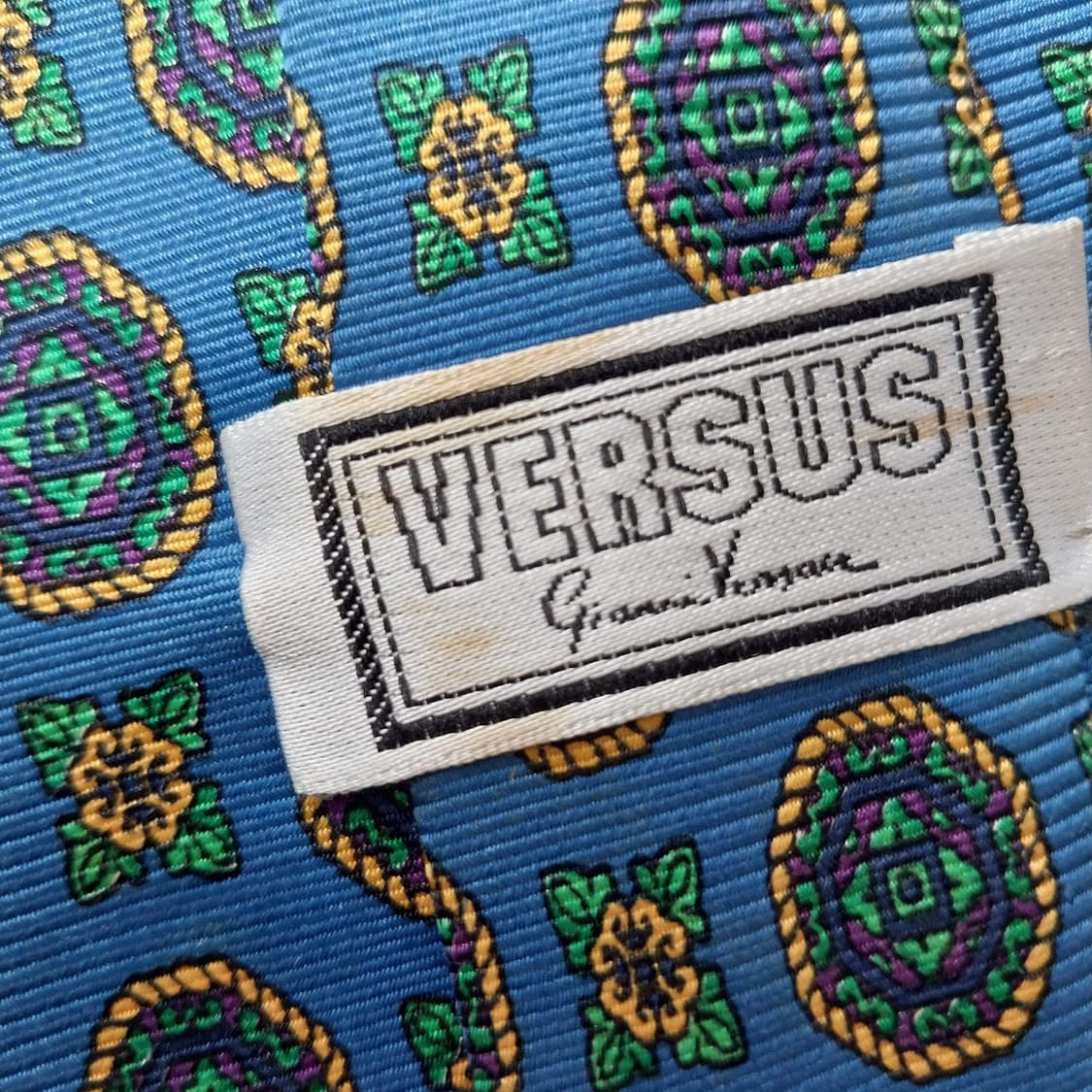 베르사체 실크 블루 패턴 넥타이 9.5cm A~B등급 K2160 상품이미지9