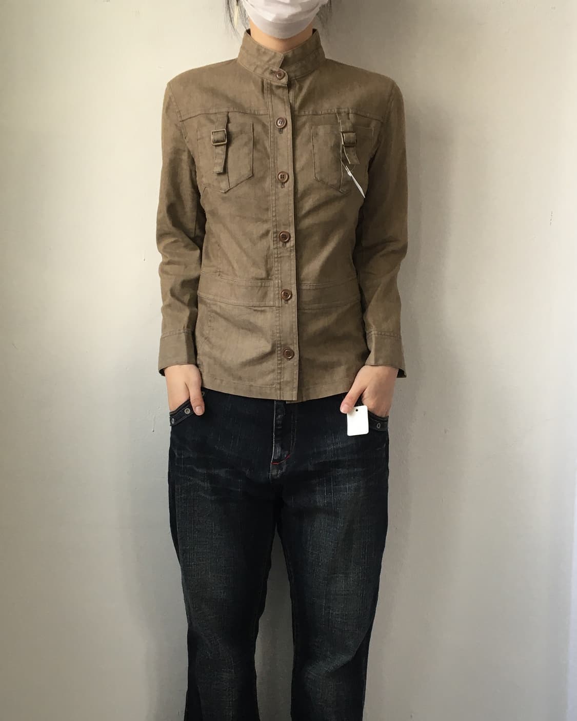 kumi kyoku Belted high neck shirt jacket 상품이미지1