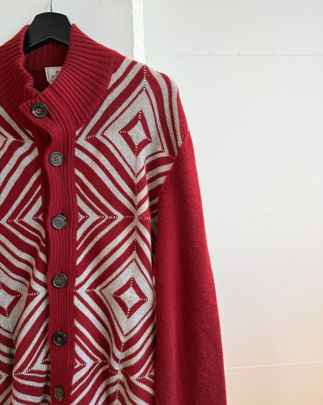에르메스 레드 울 패턴 가디건  상품이미지5