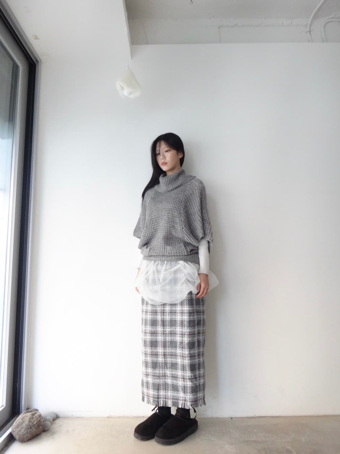 Highneck pocket knit / grey 상품이미지2