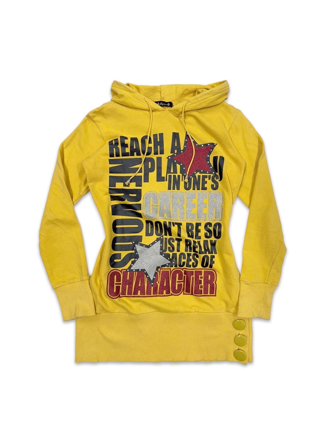 빈티지 옐로우 레터링 펑크 후드티 상품이미지1