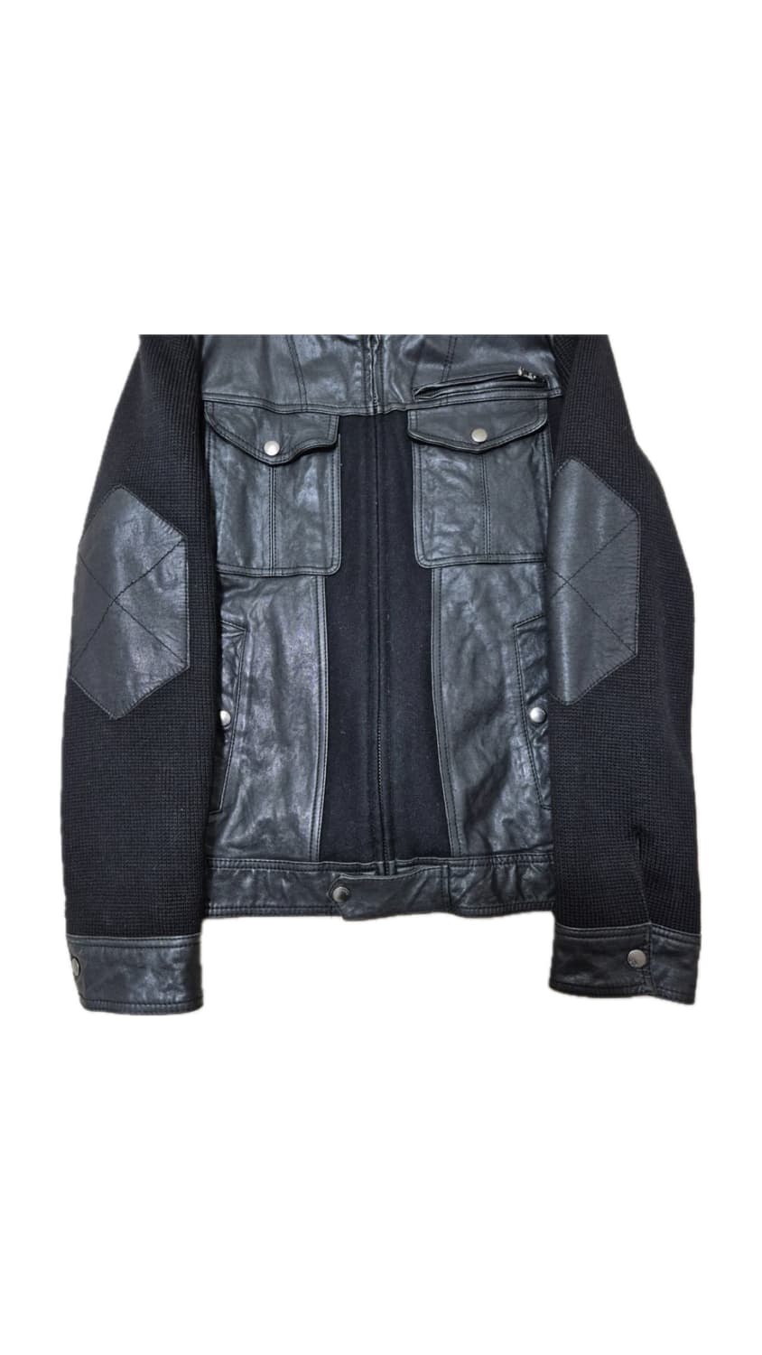 leather knit vintage jacket L 상품이미지2