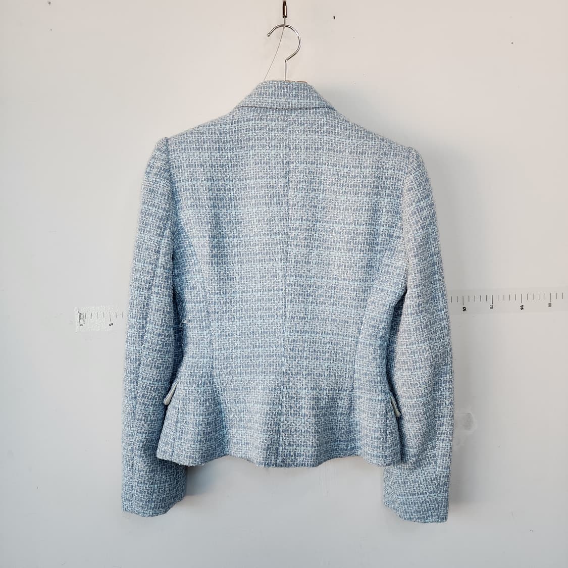 자라 트위드 더블 버튼 자켓 블루 상품이미지5