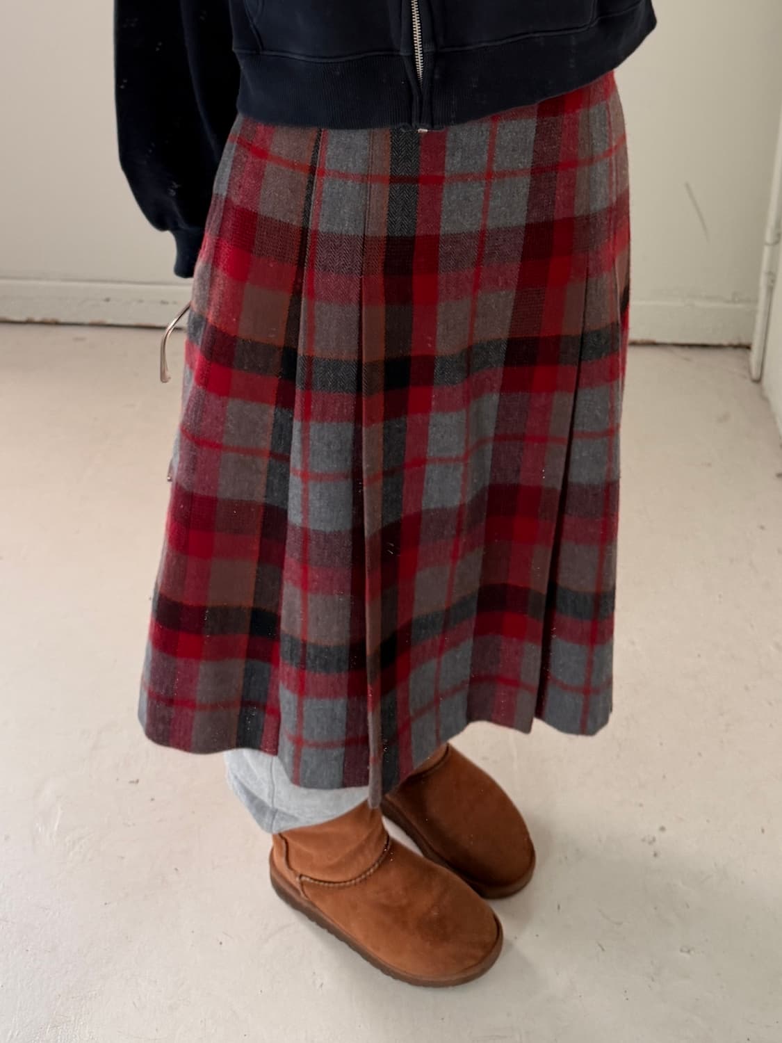 일본빈티지 울 체크 플리츠 스커트 상품이미지3