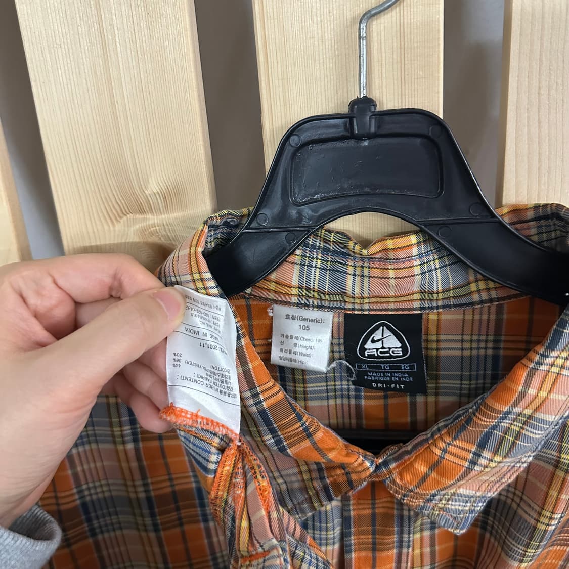 (XL) 나이키 ACG 90s 오렌지 체크 반팔 셔츠 상품이미지5