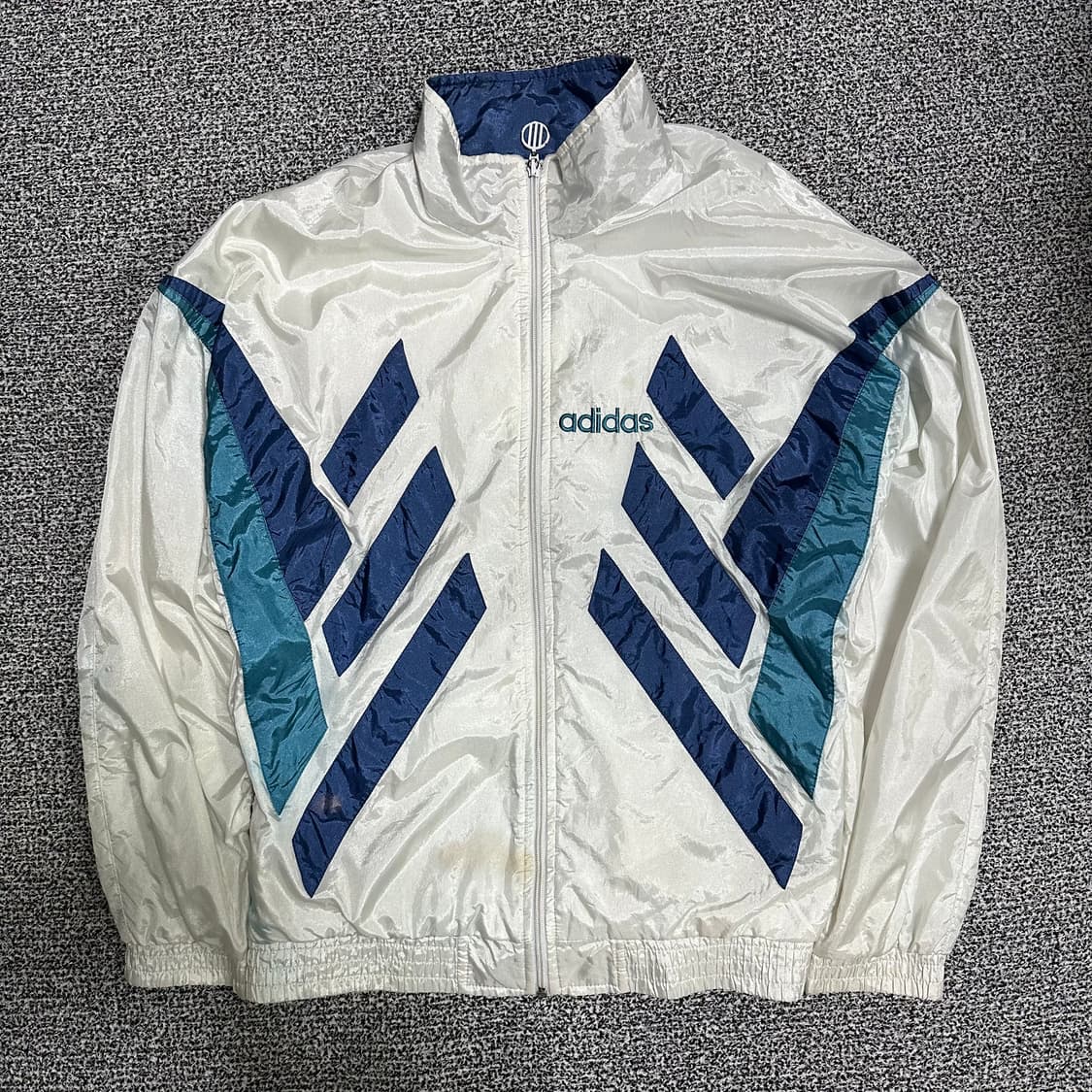 (L) 아디다스 90s 올드스쿨 바람막이 화이트/네이비 상품이미지1