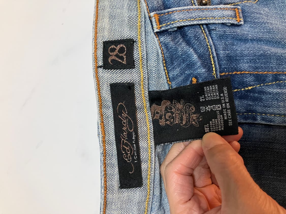 에드하디 Y2K 스트레이트 미디움워시 청바지 로우라이즈 Ed Hardy 상품이미지5