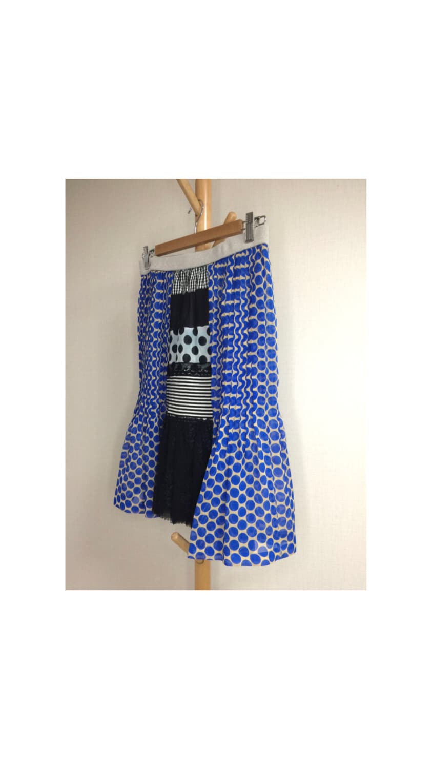 스나오 쿠와하라 블루 도트 땡땡이 쉬폰 스커트 상품이미지3