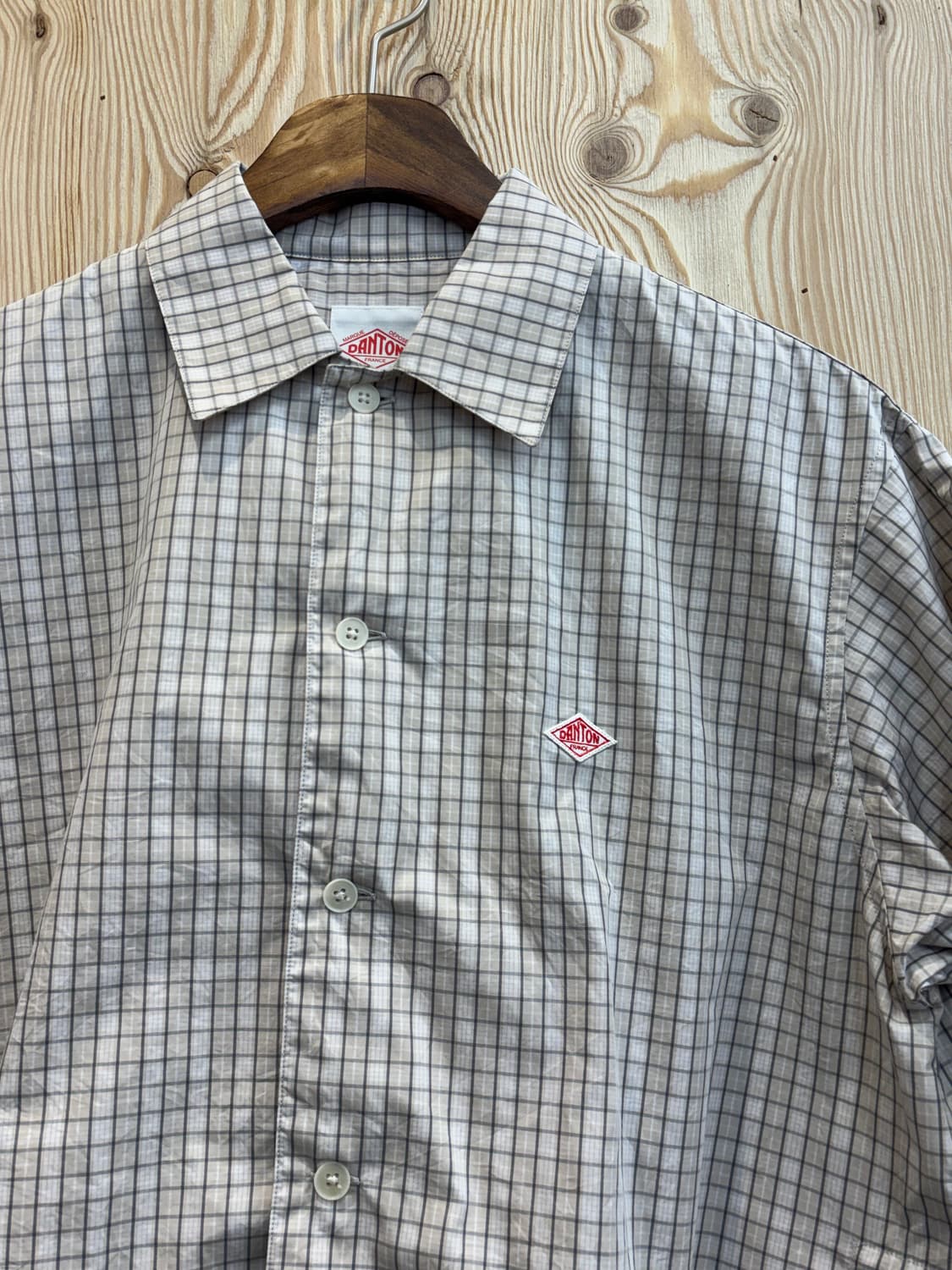 단톤 크롭 반팔 체크 셔츠 상품이미지2