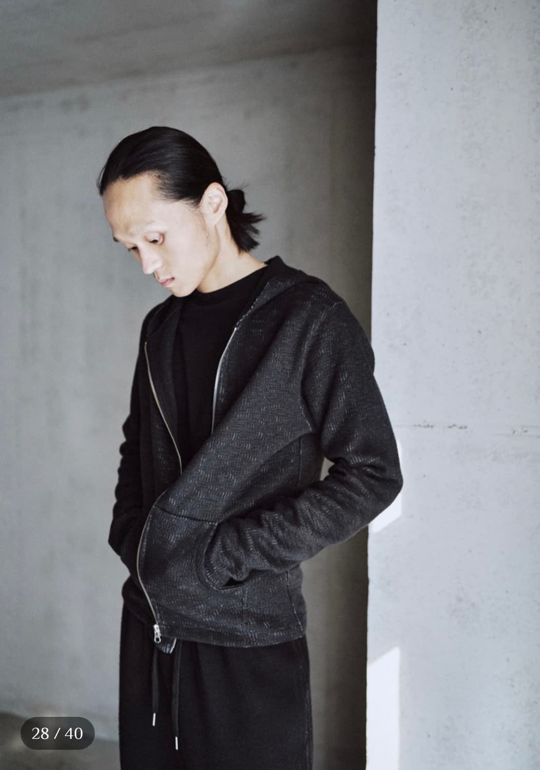 [새상품] Textured Hoodie Zip Black 1 size 상품이미지3