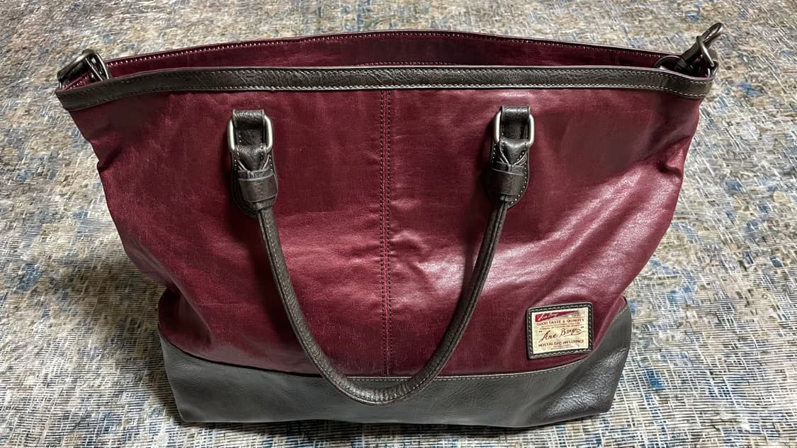 JPN 00s 일본 빈티지 Art Berg Y2K 도쿄 투톤 레더 토트백 상품이미지3