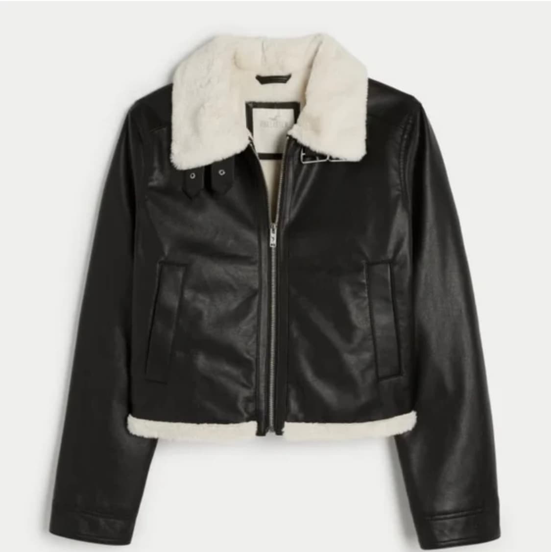 홀리스터 레더 무스탕 자켓 블랙 상품이미지1