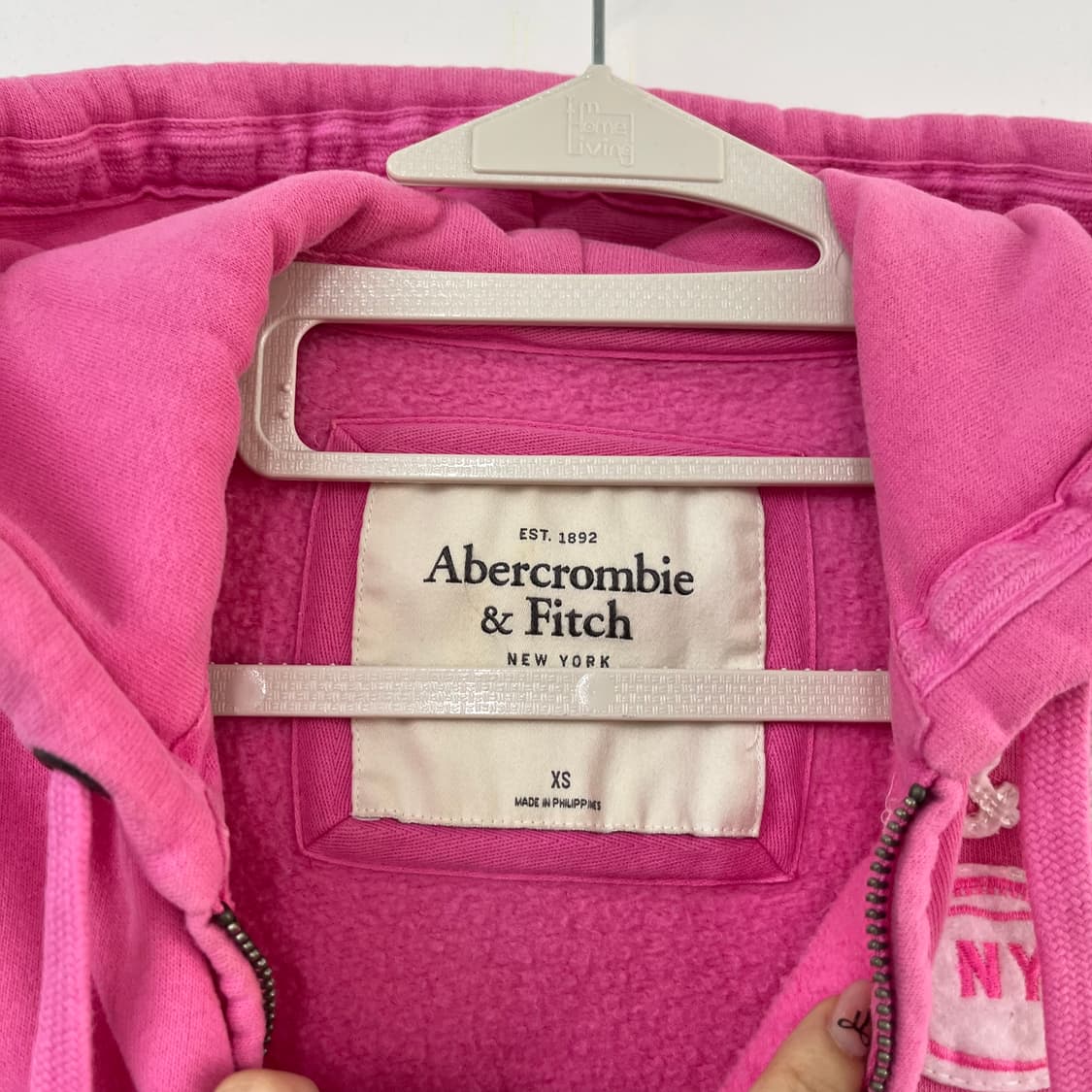 아베크롬비 딱붙핏 자수로고 핑크 후드집업 상품이미지6