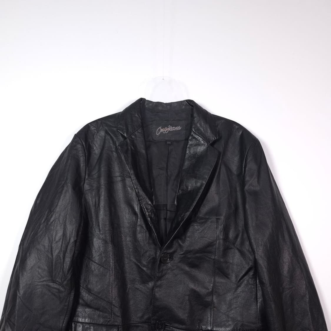 옹진스 리얼 소가죽 미니멀 투버튼 레더 블레이저 L 상품이미지3