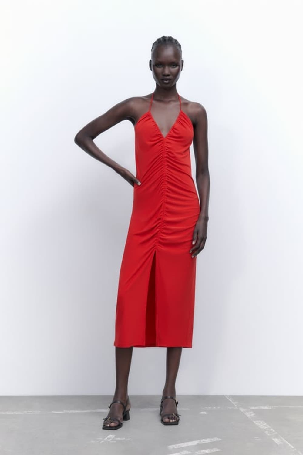 ZARA 자라 레드 셔링 원피스 상품이미지1