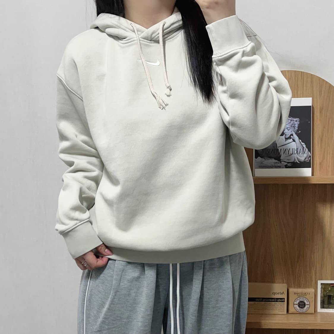 [정품] 나이키 멜란지그레이 중앙스우시 기모 후드티 [ M ] 상품이미지2