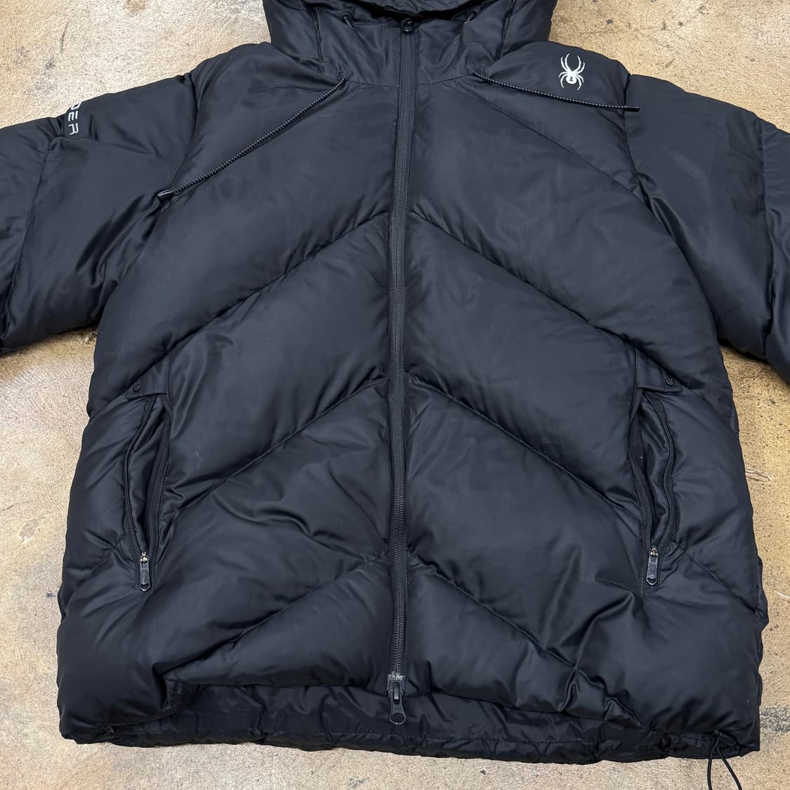 [정품/S] 스파이더 블랙 후드 패딩 점퍼 b10 상품이미지3