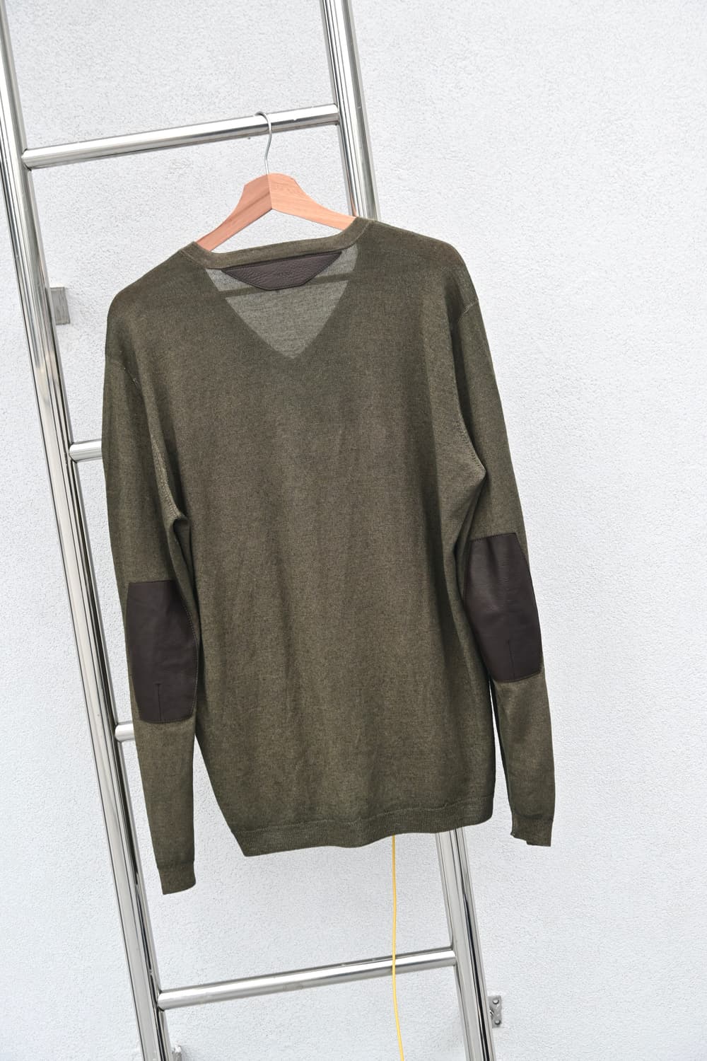 Leather Patch Silk Wool Sweater 상품이미지1